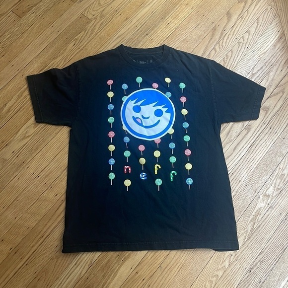 Neff Black Graphic T-Shirt Skateboard Smiley Face Lollipop Logo Men’s Large - Picture 1 of 4